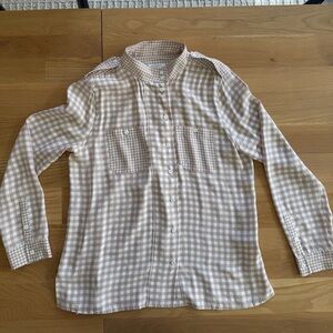 Equipment Beige and White Gingham Button-Down Shirt